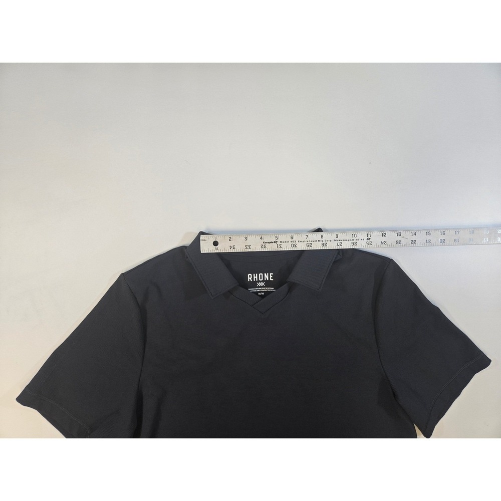 Rhone Mens Links Golf Black V-Neck S/S Polo Shirt Performance Stretch M - Picture 7 of 14